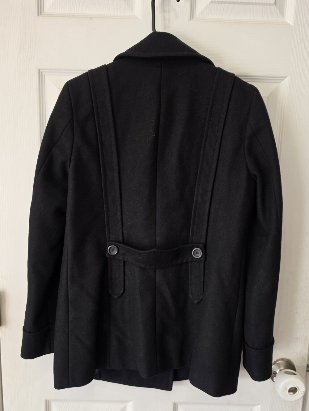 J.Crew Women's Black Wool Blend Double Breasted Peacoat Jacket Size 4 Structured - Picture 8 of 14